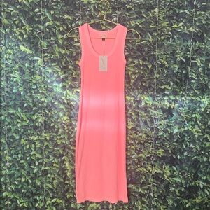 Universal Thread Vibrant Pink Orange Coral Midi Dress